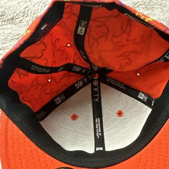 Atlanta Braves Hat New Era 59Fifty All Over Print Baseball Cap Orange 7 3/8 New - Picture 13 of 16
